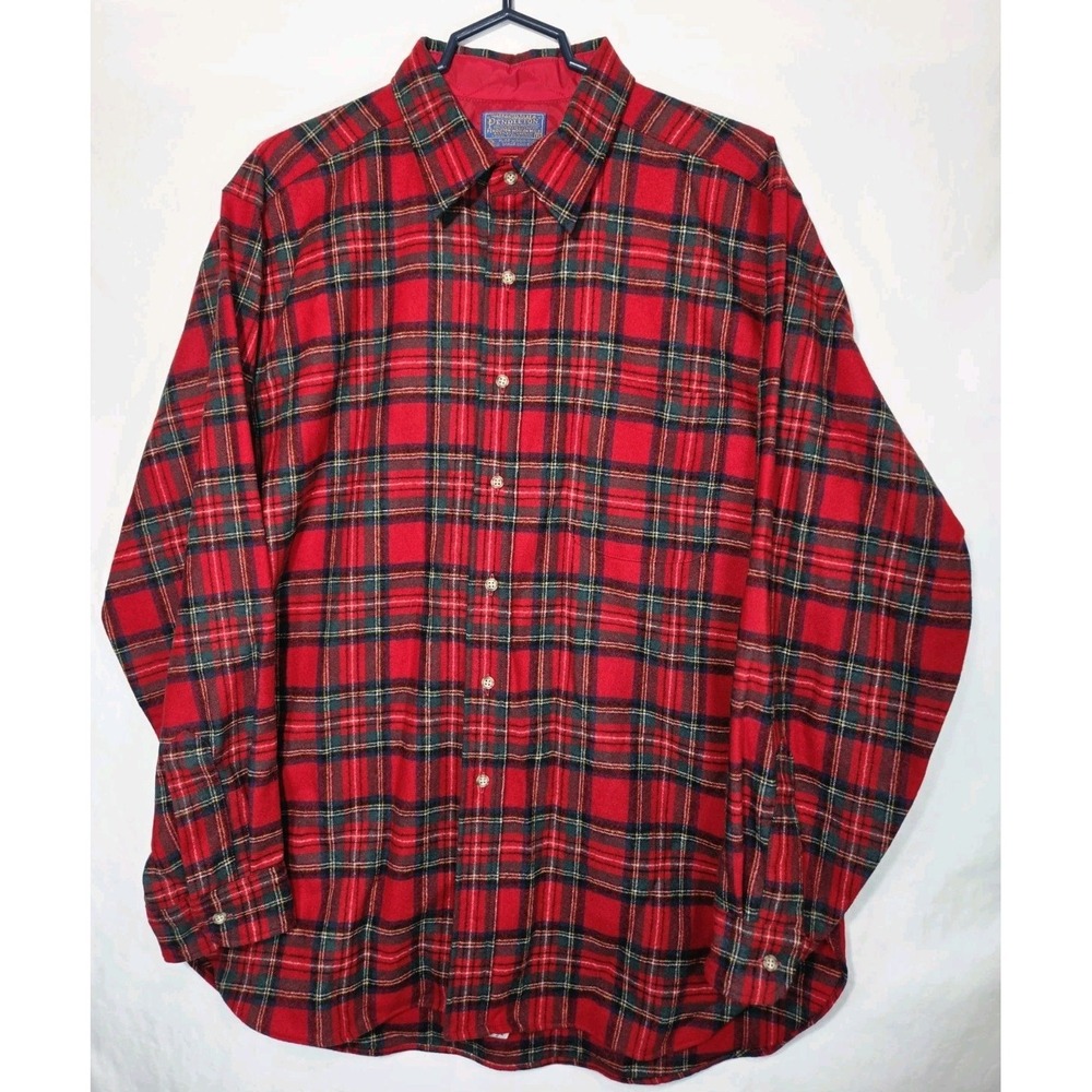 Pendleton Board Shirt XL Red Royal Stewart Tartan Plaid Wool Flannel Made In USA